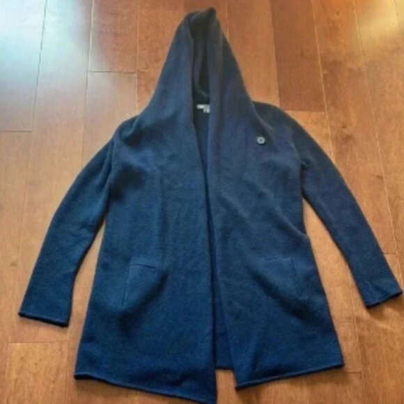 Vince Wool Cashmere Hooded Cardigan Navy Blue - Picture 1 of 5